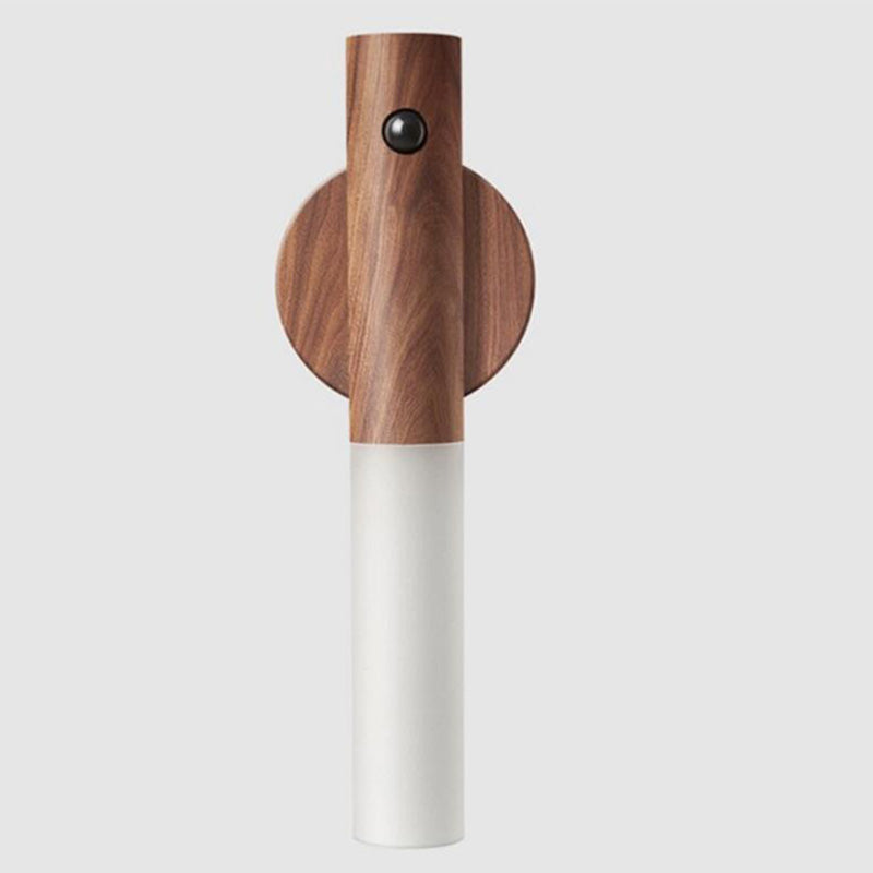 360° Rotatable Wooden LED Wall Lamp | Detachable Magnetic Mount & Touch Dimmer Switch | Rechargeable Battery Powered Light