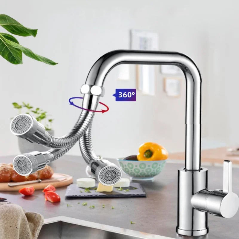360° Rotating Faucet Extender Stainless Steel | Flexible Bendable Nozzle, Non-Slip Knurled Grip | Splash-Free Washing