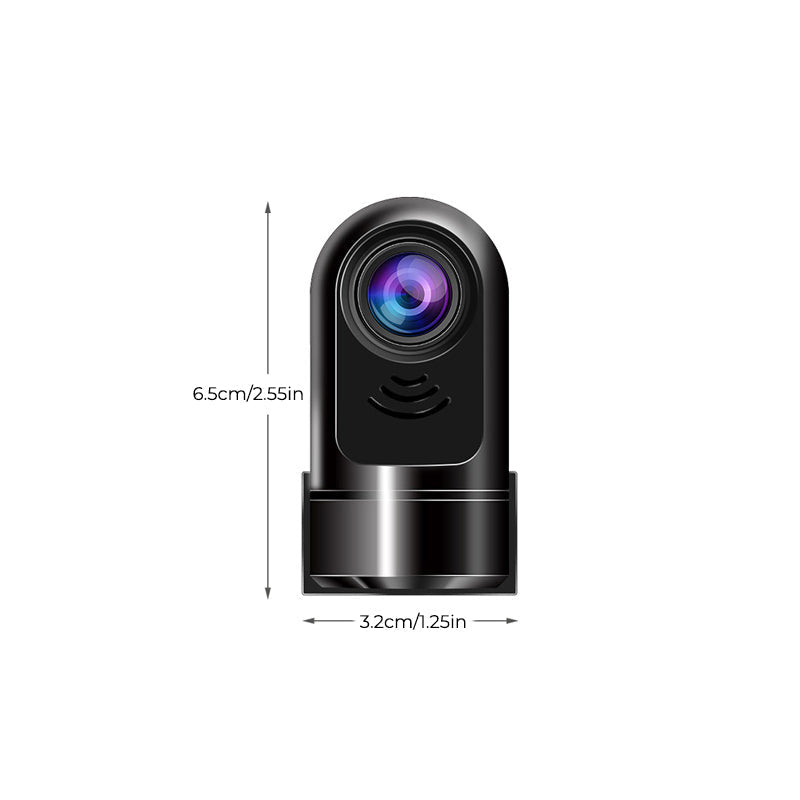 360° Rotating Mini Dashcam 1080P HD | ADAS Collision Detection & Night Vision | Loop Recording Car Camera with Time-Lapse
