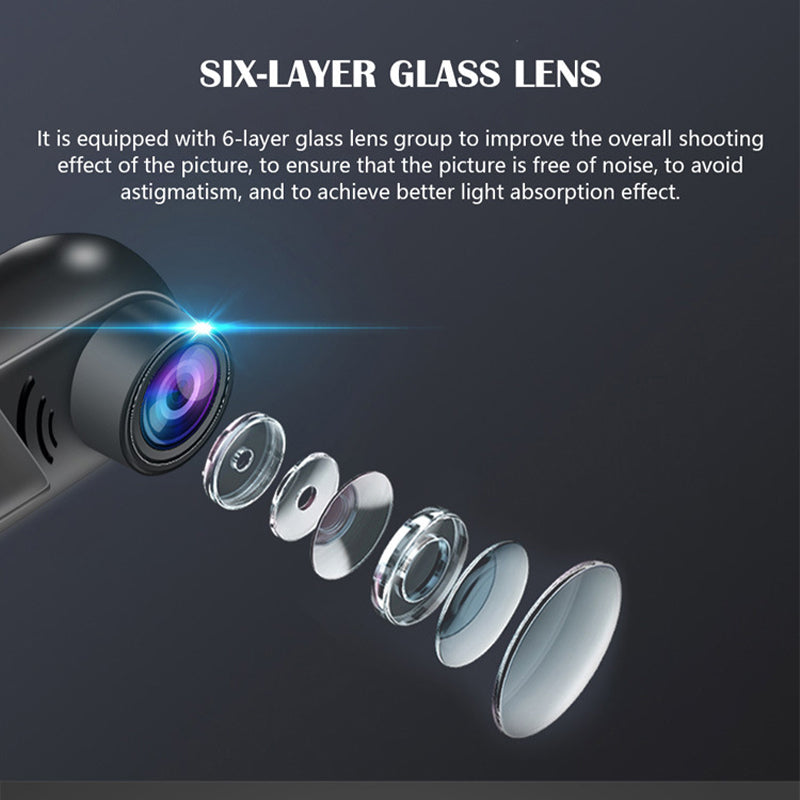 360° Rotating Mini Dashcam 1080P HD | ADAS Collision Detection & Night Vision | Loop Recording Car Camera with Time-Lapse