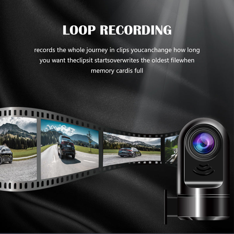 360° Rotating Mini Dashcam 1080P HD | ADAS Collision Detection & Night Vision | Loop Recording Car Camera with Time-Lapse