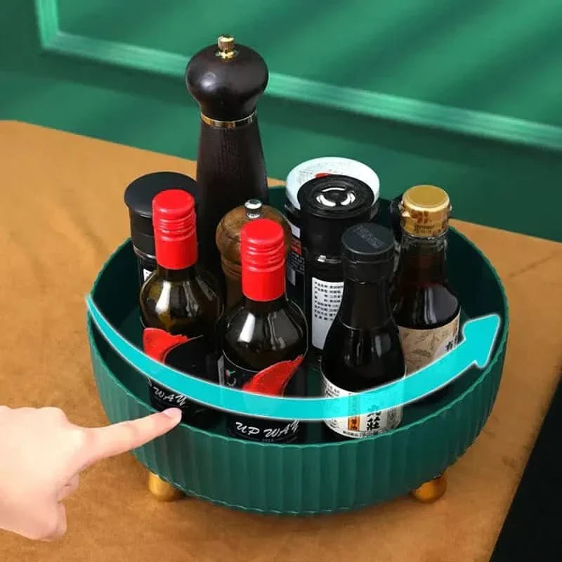 360° Rotating Organizer | Ribbed Turntable, Raised Rim