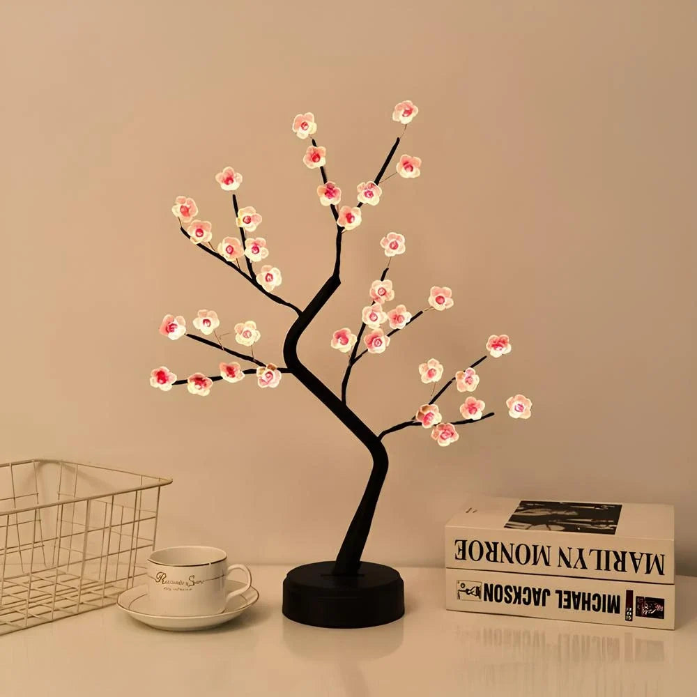 LED Blossom Branch Light 50 cm Tall | Bendable Wire Branches, 72 Warm White LEDs | USB or 3 x AA Battery Powered, Touch Switch 4