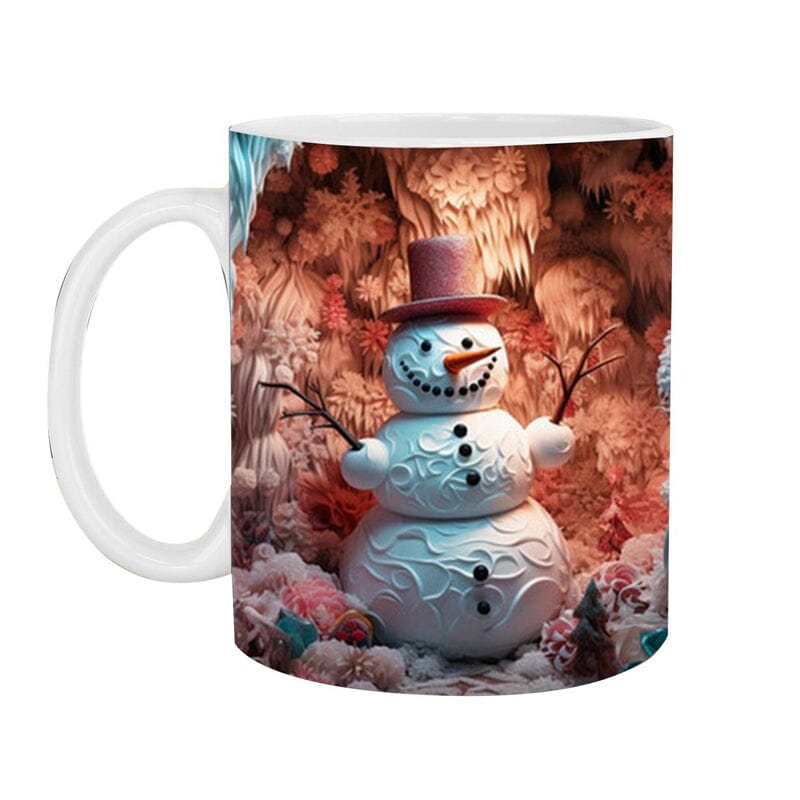 3D Christmas Hot Cocoa Mug Ceramic | Inflated Novelty Design with C-Handle | Dishwasher & Microwave Safe Festive Gift