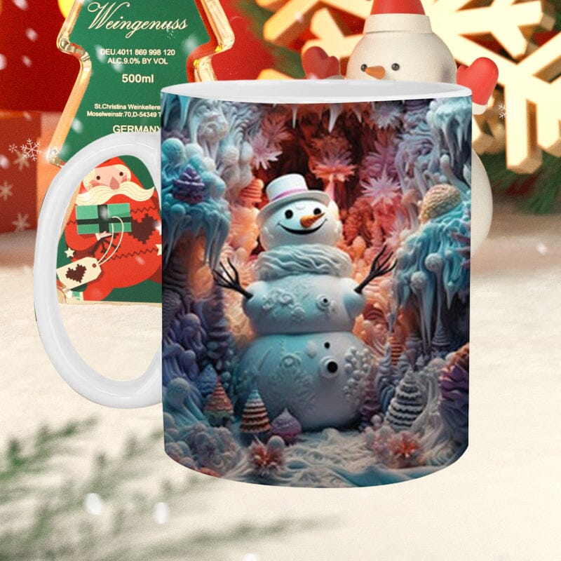 3D Christmas Hot Cocoa Mug Ceramic | Inflated Novelty Design with C-Handle | Dishwasher & Microwave Safe Festive Gift