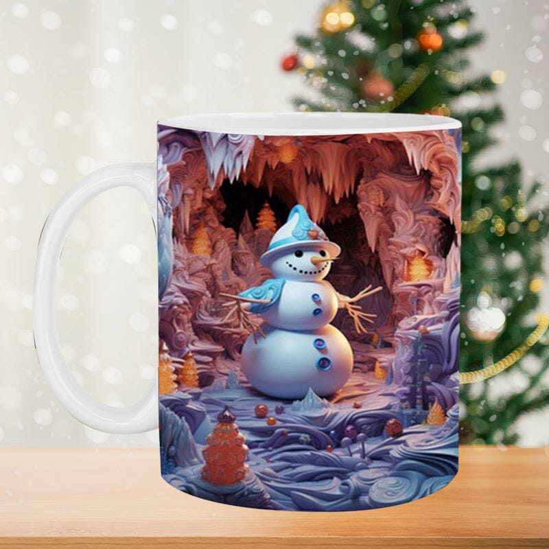 3D Christmas Hot Cocoa Mug Ceramic | Inflated Novelty Design with C-Handle | Dishwasher & Microwave Safe Festive Gift