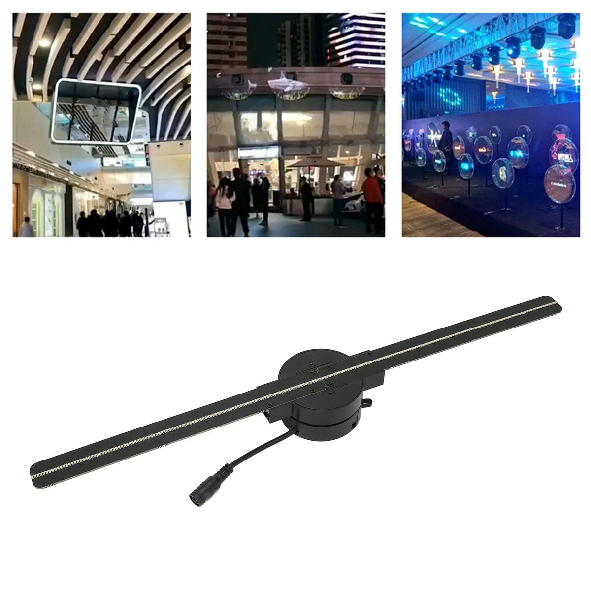 3D Hologram Projector Fan | LED Holographic Display with USB Content Upload | Customisable Visuals for Shops, Events & Displays