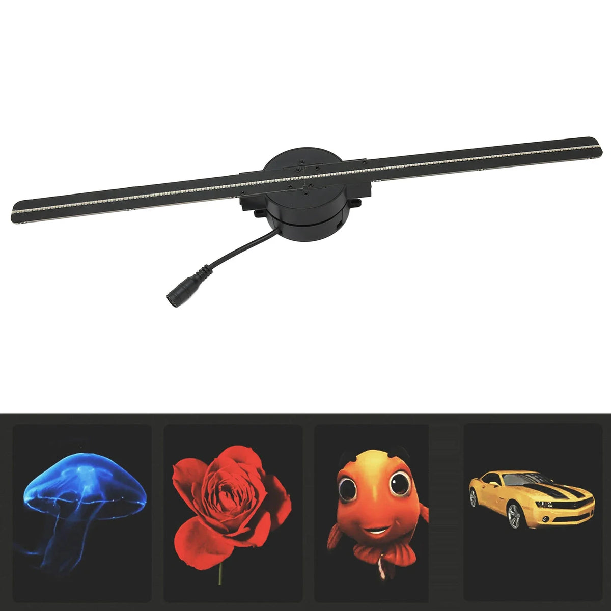 3D Hologram Projector Fan | LED Holographic Display with USB Content Upload | Customisable Visuals for Shops, Events & Displays