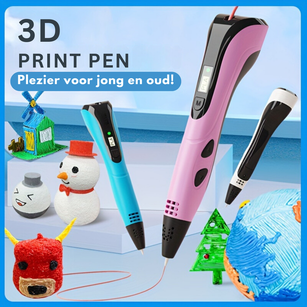 3D Printing Pen Kit | 10 Biodegradable PLA Filaments, Anti-Clog Flow | Travel Case, Power Adapter & Stencil Guides Included