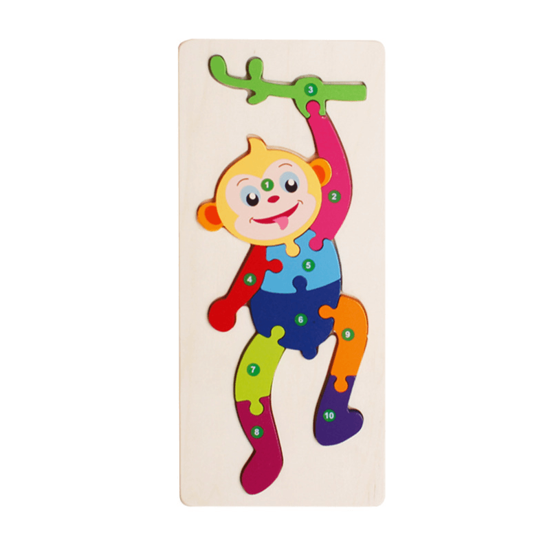 3D Wooden Animal Puzzle | Chunky Grab-and-Place Pieces | Builds Fine Motor Skills and Shape Recognition for Kids