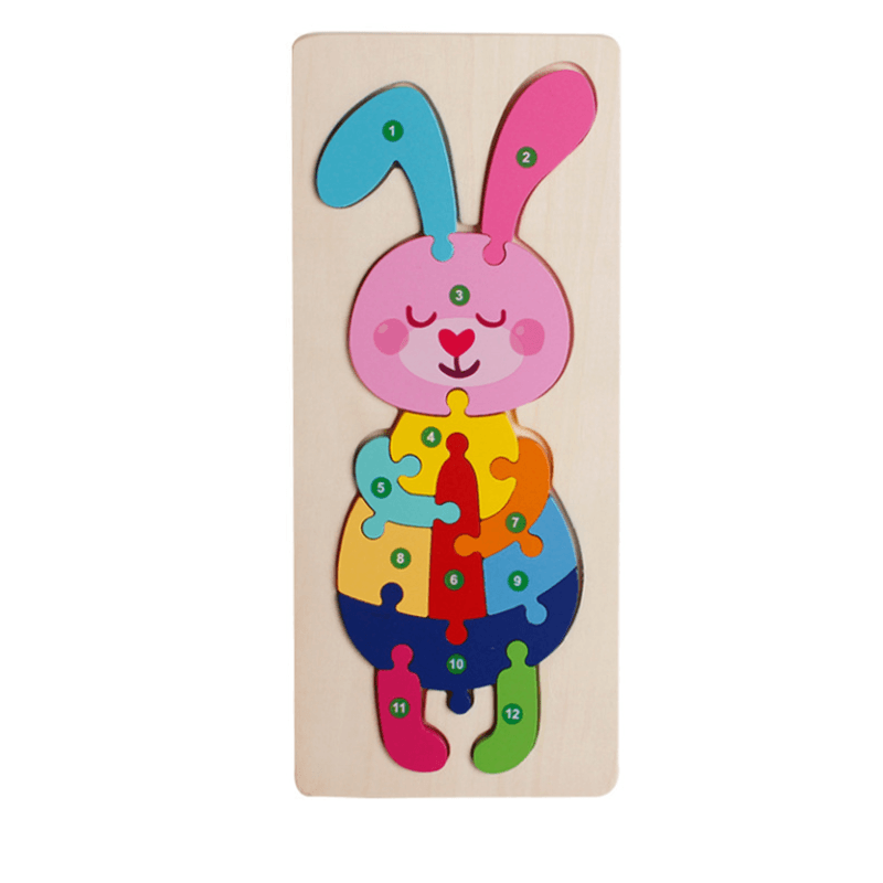 3D Wooden Animal Puzzle | Chunky Grab-and-Place Pieces | Builds Fine Motor Skills and Shape Recognition for Kids