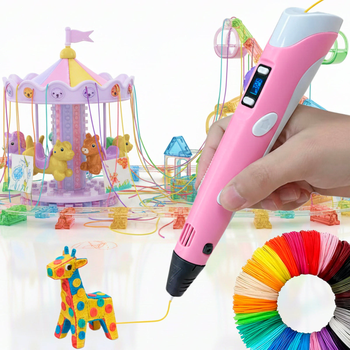 3D Printing Pen | Adjustable Temperature & Speed Control | 100m PLA Filament Included for Creative Drawing and Craft Projects 16
