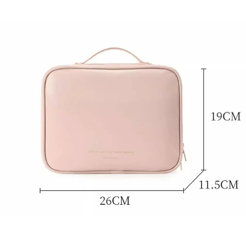 Travel Toiletry Bag | Layered Makeup Case with Clear Pockets and Brush Holders