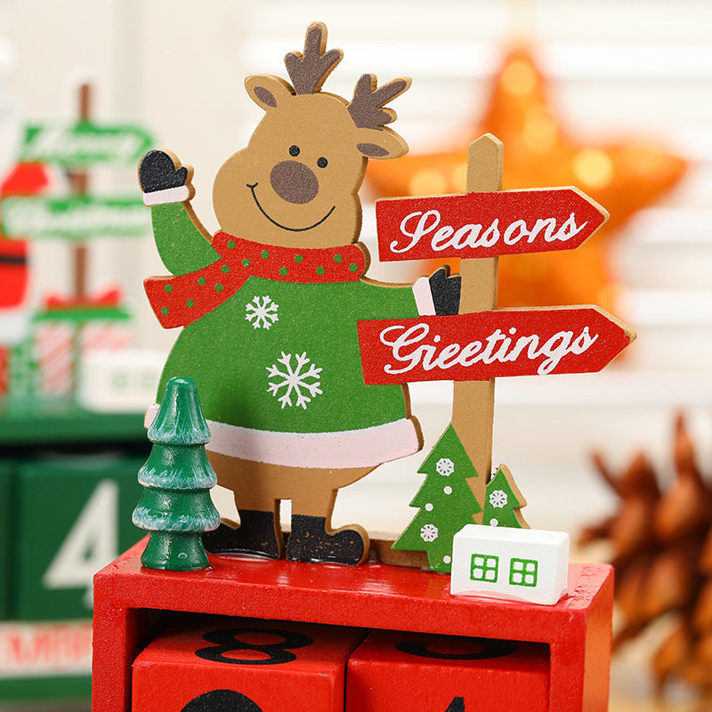 Wooden Christmas Countdown Calendar | Numbered Dates with Carved Figure Design | Eco-Friendly Reusable Wood Decoration 3