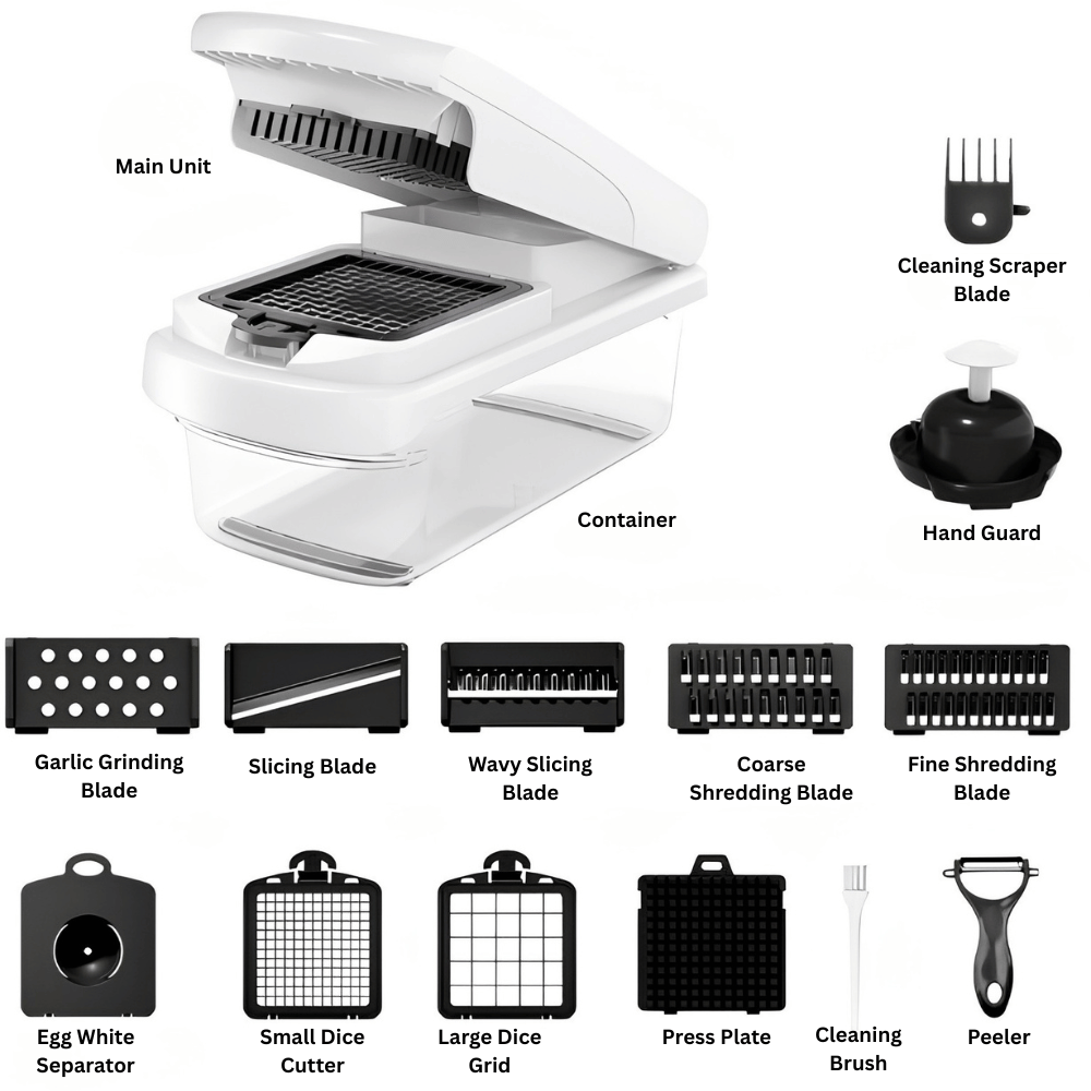 Multifunction Vegetable Chopper | 15-Piece Prep Set with Stainless Steel Blades | Slice, Dice, Grate & Julienne 8