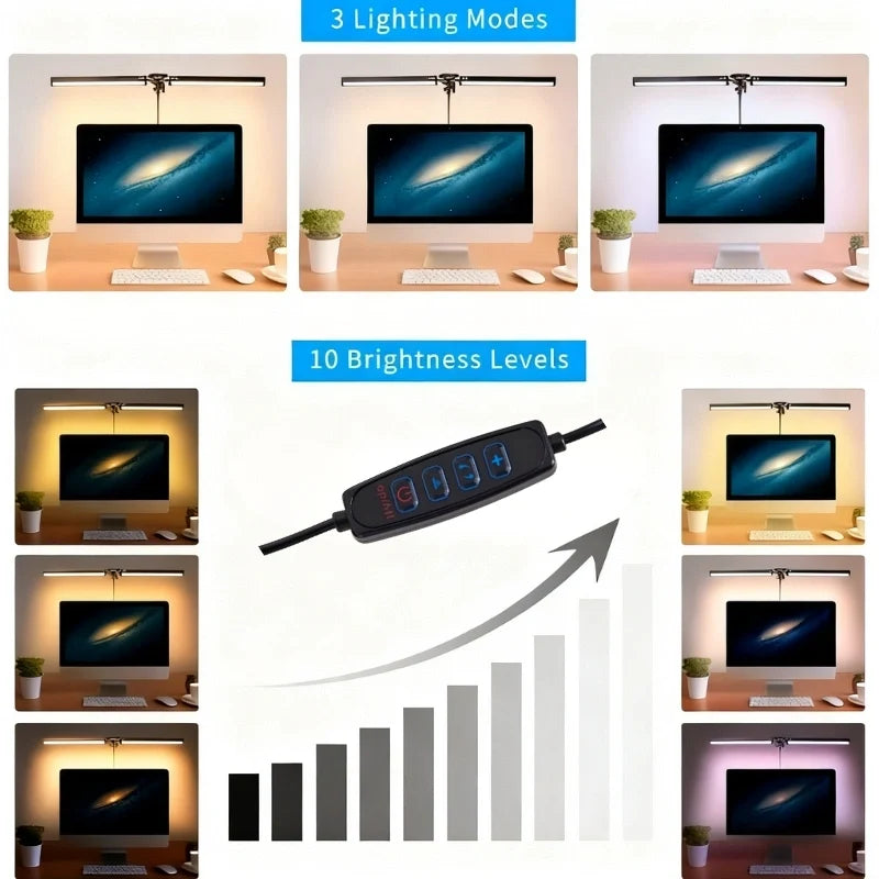 LED Desk Lamp Dual Head | 360° Rotatable Arms, Clamp Base | Remote & Touch Control, 3 Colour Temperatures, Dimmable 7