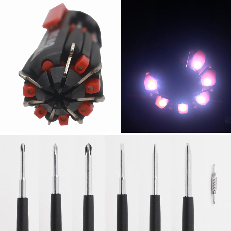 8-in-1 Screwdriver Multi Tool with Steel Bits | Built-In LED Worklight and Flashlight | Compact Folding Design 4