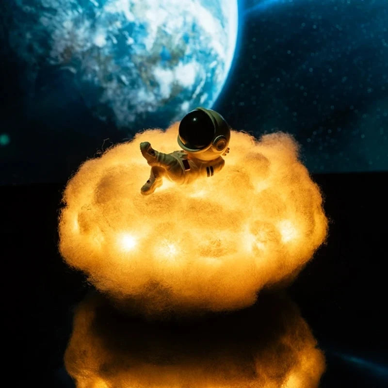 Cloud Lamp with Astronaut Figure, ABS and Cotton, 20 cm | 12 Colour LED, Remote Control | Cosy Ambient Night Light 6