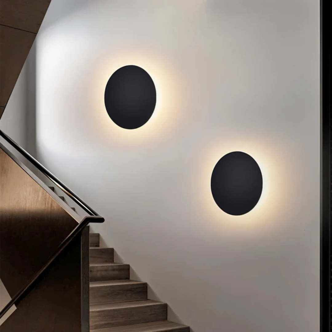 Round LED Wall Light Metal 13/20/30 cm | Gold, Black or White | Warm White Ambient Wall-Mounted Lighting for Living Room 2