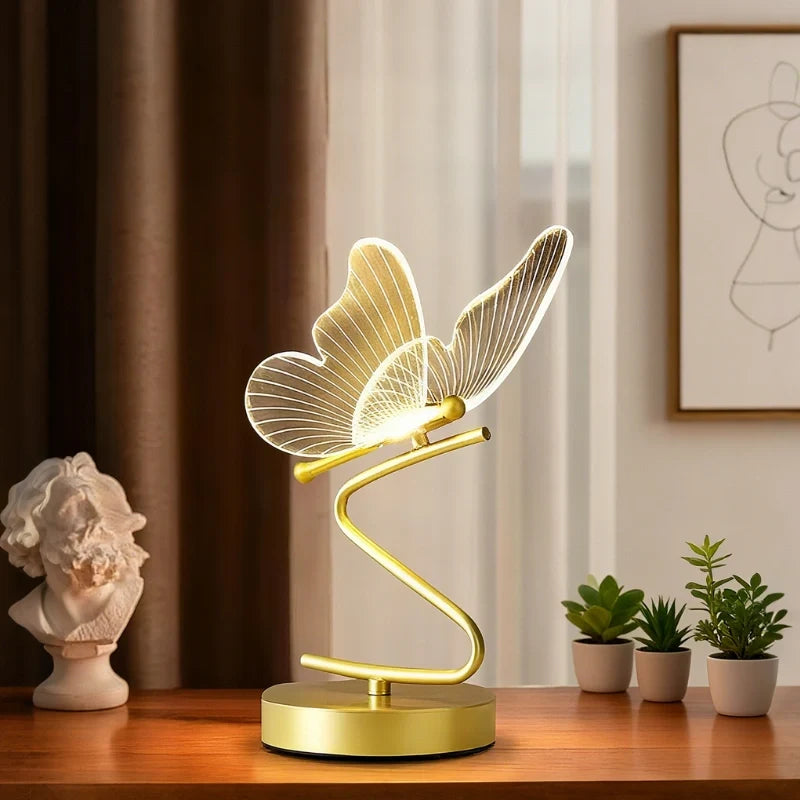 Wing Table Lamp Iron & Acrylic 25 x 23 x 12 cm | Sculpted Wing Design | Rechargeable, 3-Tone, Cordless, 10-Hour Battery 6