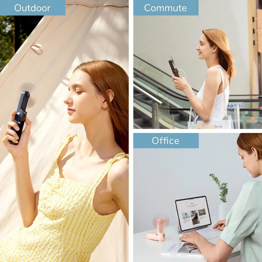 3 In 1 Handheld Mini Fan | USB Rechargeable, Foldable Design & Ideal for Travel, Camping, and Outdoor Activities 1