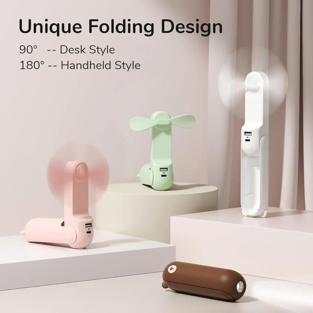 3 In 1 Handheld Mini Fan | USB Rechargeable, Foldable Design & Ideal for Travel, Camping, and Outdoor Activities 5