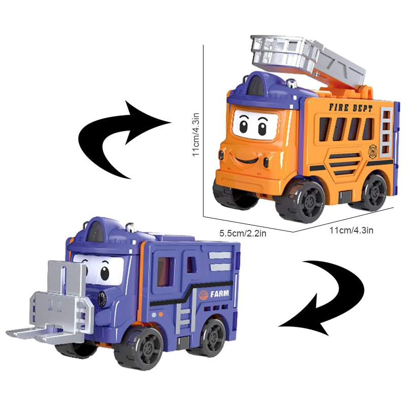 Transforming Toy Car Set Plastic | 4-in-1 Construction Vehicles, No Sharp Edges | Educational Gift for Kids and Toddlers 13