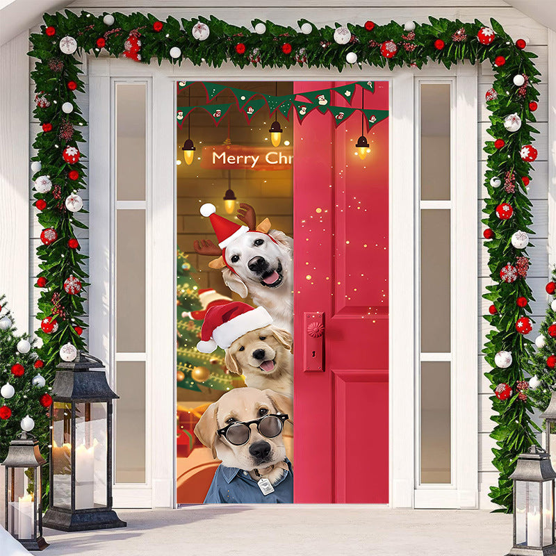 Christmas Door Cover Decoration | Fits Standard Front Doors, 28-Second Install | Washable Reusable Polyester Fabric 12