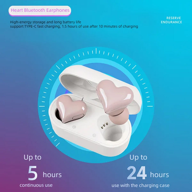 Heart-Shaped Wireless Earbuds for Women | Bluetooth 5.3, ENC Noise Cancelling & Touch Control | 24-Hour Battery Life 3