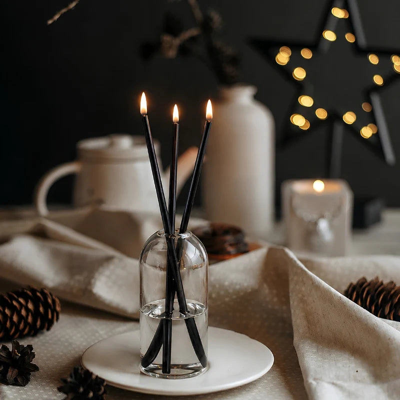 Refillable Oil Candles, Glass & Stainless Steel, Set of 3 | Black, Gold or Silver Finish | No Melting Wax, No Drips 1