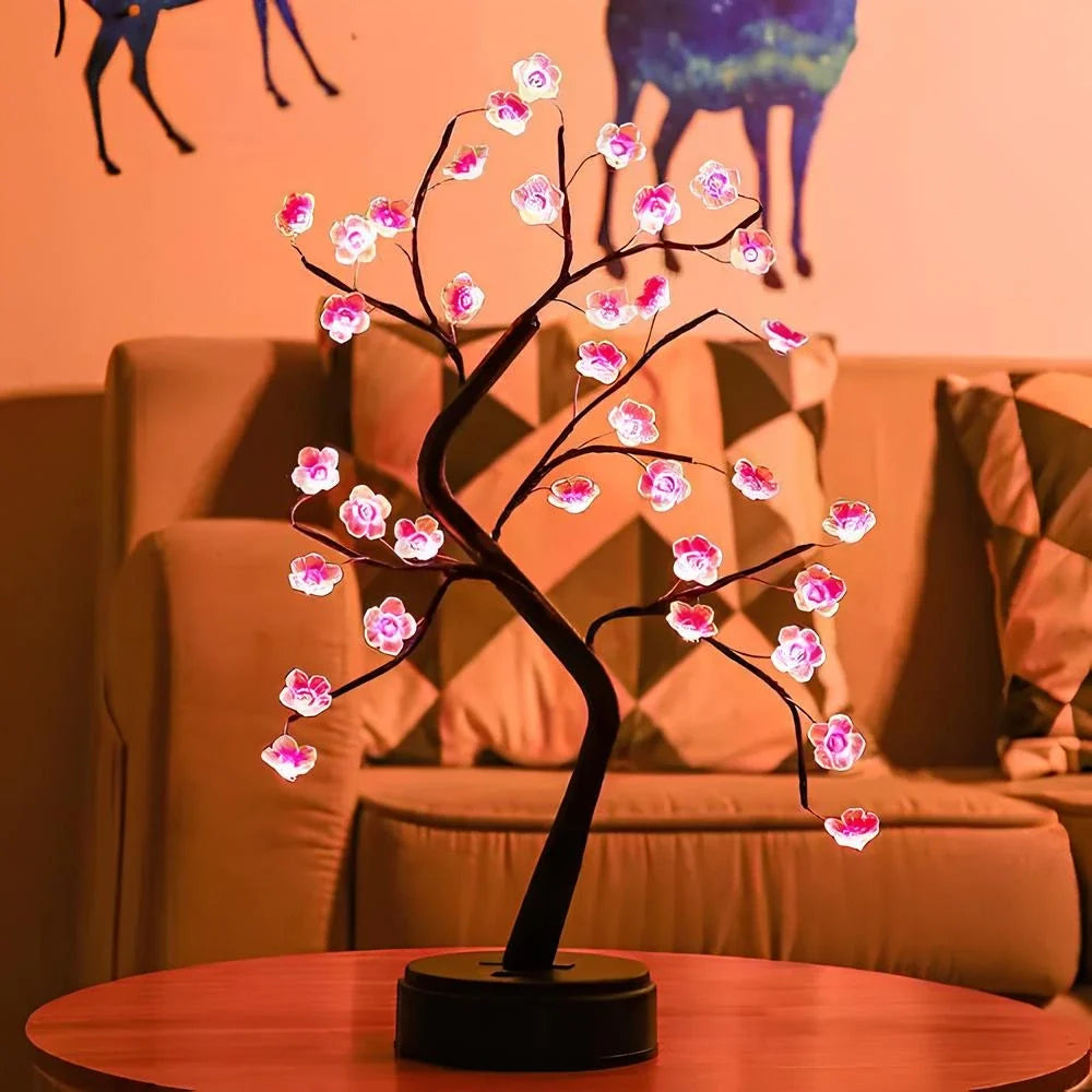 LED Blossom Branch Light 50 cm Tall | Bendable Wire Branches, 72 Warm White LEDs | USB or 3 x AA Battery Powered, Touch Switch 3