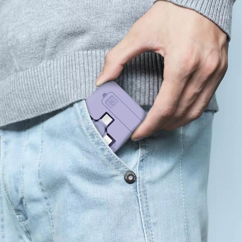 4-in-1 Charging Cable Phone Stand | Lightning, Micro-USB & USB-C Ports | Retractable 1m Cable Doubles as Phone Holder