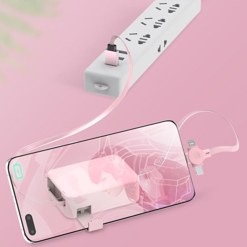 4-in-1 Charging Cable Phone Stand | Lightning, Micro-USB & USB-C Ports | Retractable 1m Cable Doubles as Phone Holder