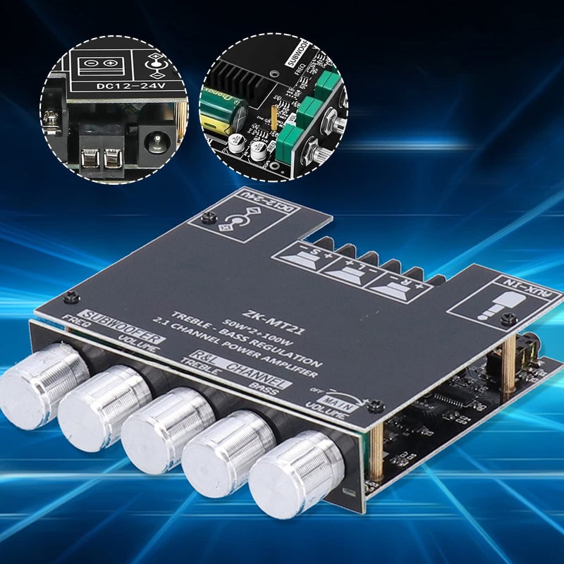 2.1 Channel Power Amplifier Module | Bluetooth & AUX Input with Bass Treble Control | 50 W x2 + 100 W Subwoofer Output 3