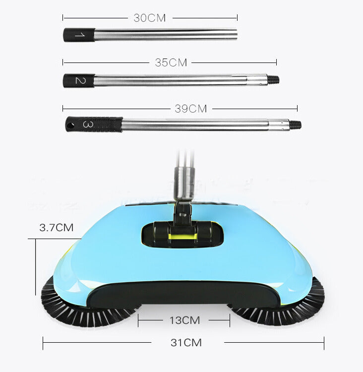 2-in-1 Vacuum Broom Stainless Steel | Cordless, No Battery, 360° Rotating Side Brushes | Works on Tile, Wood, Laminate, Carpets 14