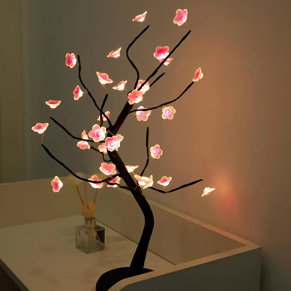 LED Blossom Branch Light 50 cm Tall | Bendable Wire Branches, 72 Warm White LEDs | USB or 3 x AA Battery Powered, Touch Switch 10