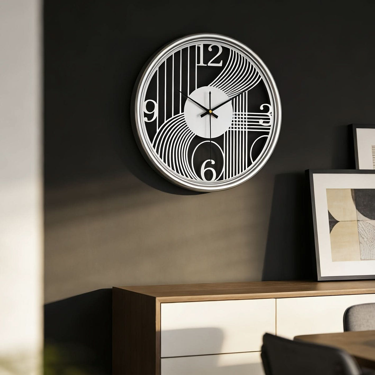 Silent Wall Clock Large Iron 3D Round Analogue with Non-Ticking Movement 5