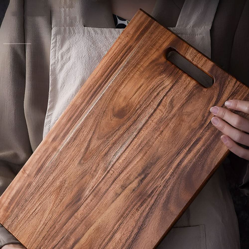 Acacia Wood Cutting Board | Built-In Handle for Carrying and Hanging | Chopping, Serving and Storage for Indoor and Outdoor Use 4