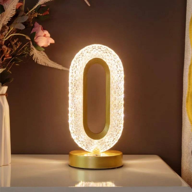Crystal-Effect Table Lamp, Metal Base, 26 cm | Patterned Faceted Design | Rechargeable USB-C, Touch Dimmable, 3 Colour Modes 2