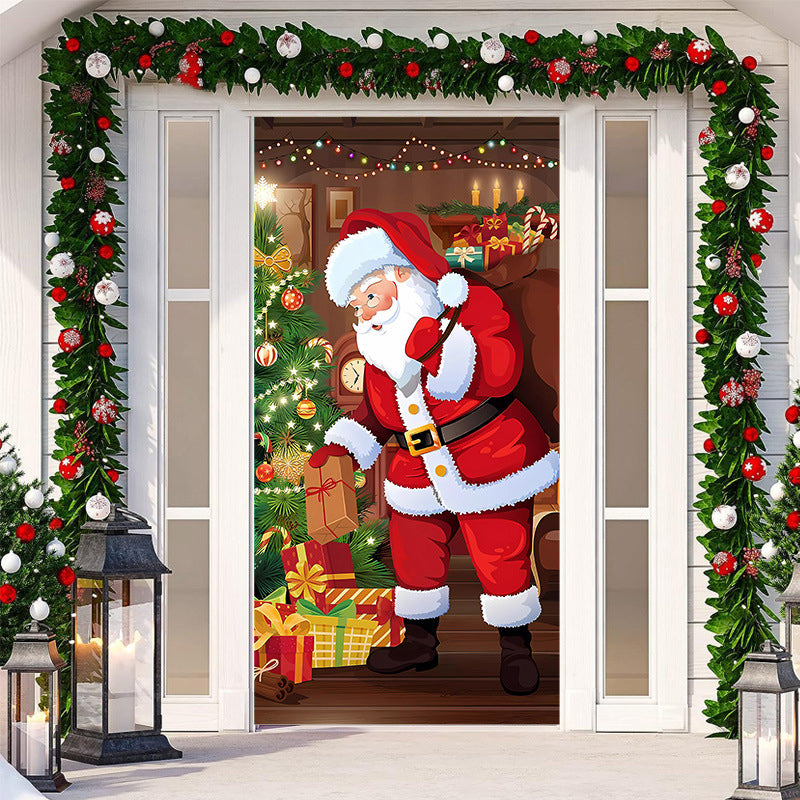 Christmas Door Cover Decoration | Fits Standard Front Doors, 28-Second Install | Washable Reusable Polyester Fabric 10