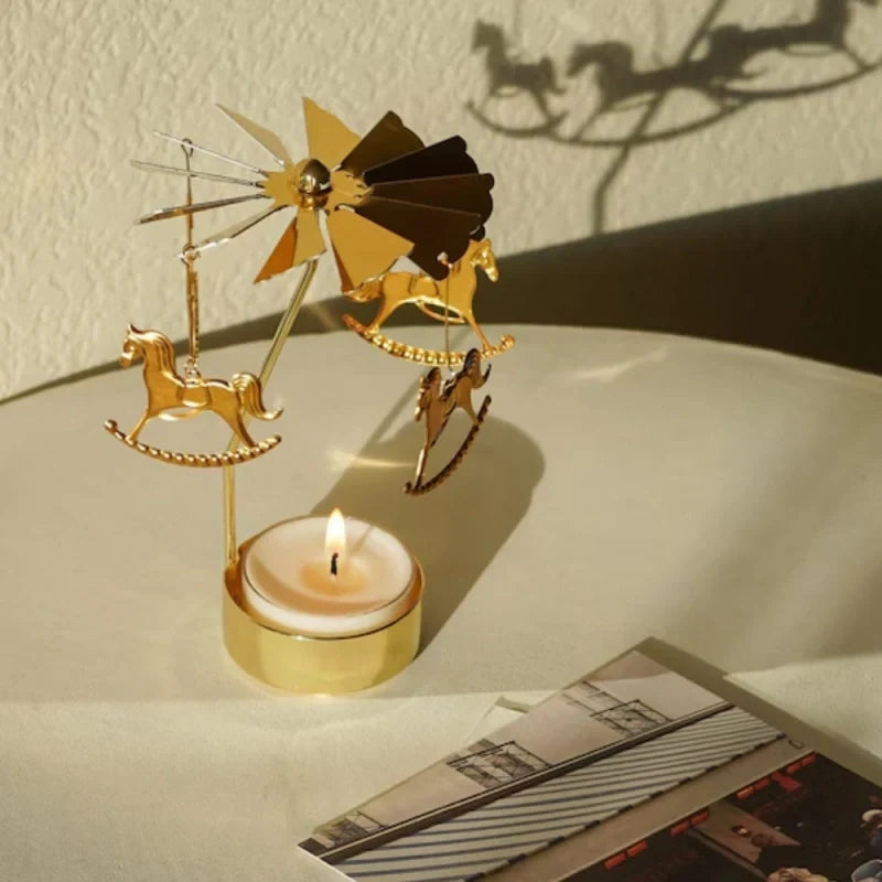 Candle Carousel Alloy Spinner 16.5 x 8 x 5 cm | Fawn, Fairy, Angel, Unicorn Styles | Heat-Powered Rotating Display 8