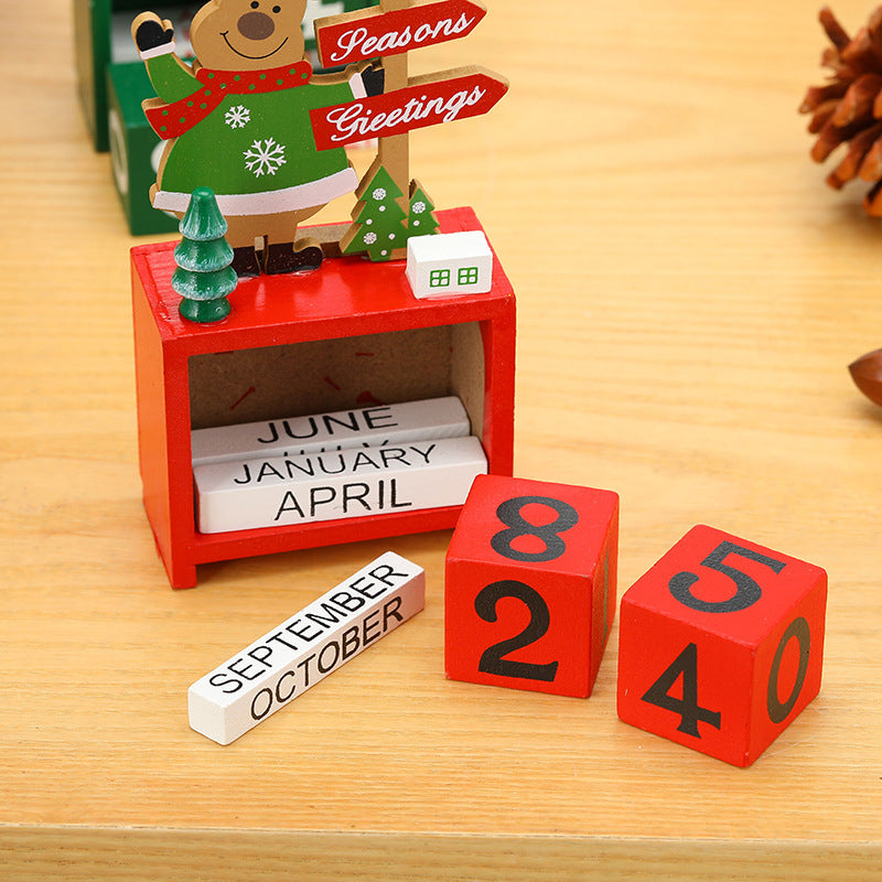Wooden Christmas Countdown Calendar | Numbered Dates with Carved Figure Design | Eco-Friendly Reusable Wood Decoration 4