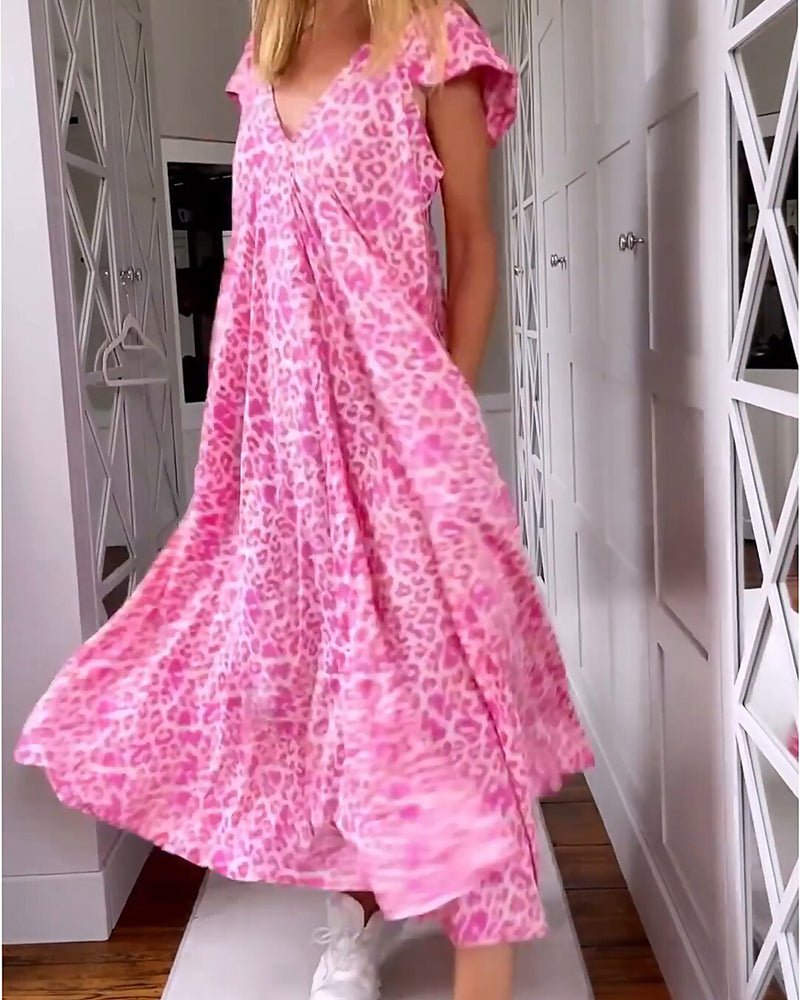 Elysian | Women's V-Neck Maxi Dress with Side Pockets - Flowy Summer Wear in Plus Sizes 8
