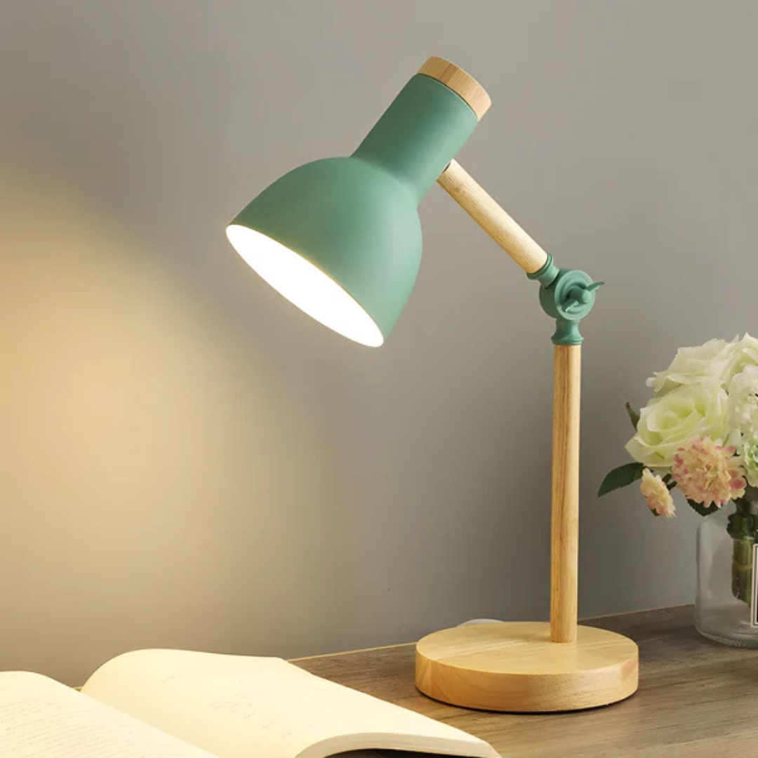 Modern Wooden and Metal Adjustable LED Table Lamp 1-Light Lasson Living