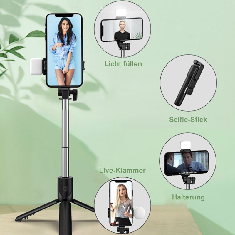 Selfie Stick Tripod Bluetooth Extendable Stainless Steel with Fill Light 7