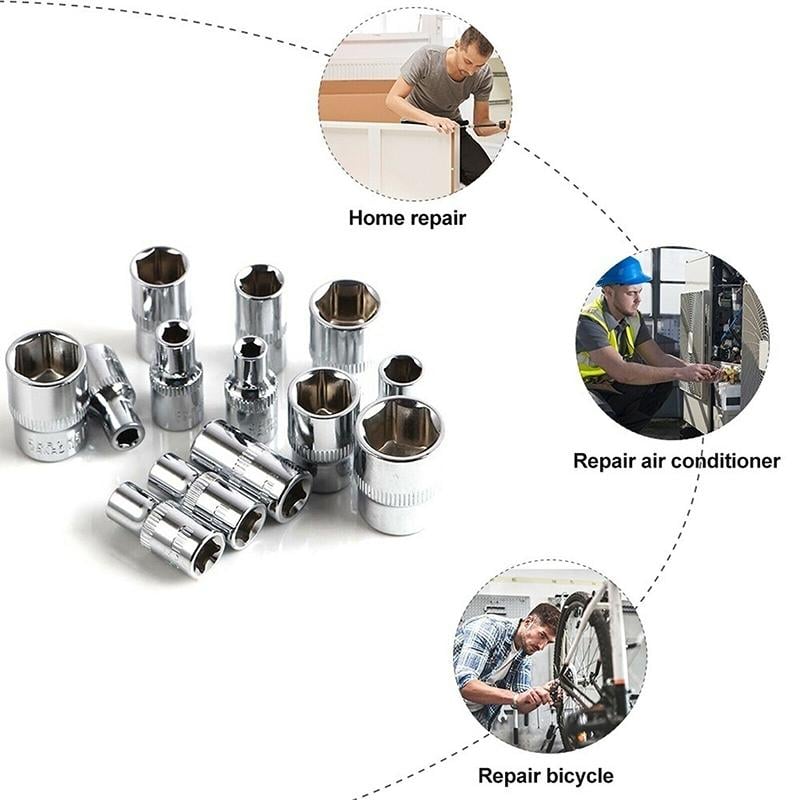 Car Repair Tool Kit Chrome Vanadium Steel | 46-Piece Socket & Bit Set with Ratchet | Includes Organising Storage Case 6
