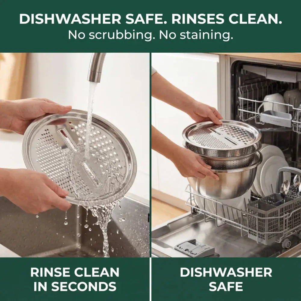 Mixing Bowl Set Stainless Steel | Built-In Sieve Insert and Grater Lid | Stackable, Rust-Resistant, Dishwasher Safe 4