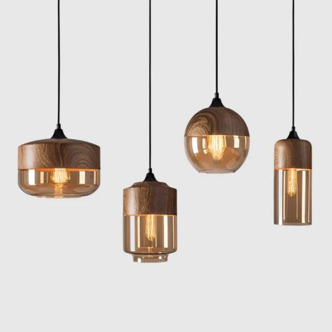 Glass and Wood Pendant Light | Scandinavian Design with Adjustable Cable | Warm Ambient Glow for Living, Dining and Bedroom 5