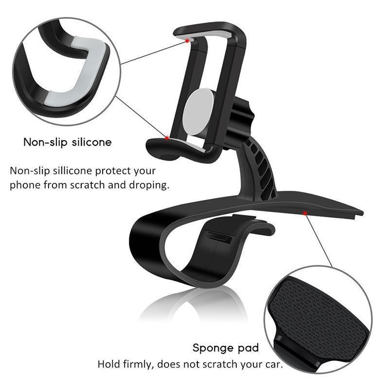 Car Phone Holder 360-Degree Rotation | Dashboard & Air Vent Mount, Anti-Slip Grip for 10-17 cm Phones | Spring Buckle 4