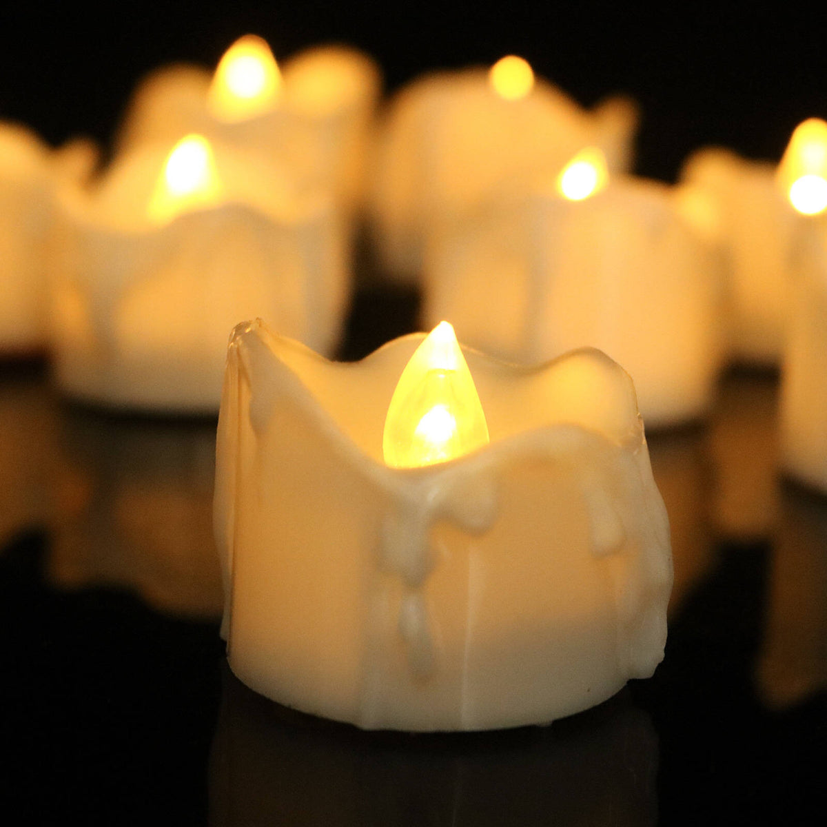 Flameless LED Candles 12-Pack, Plastic, 2.9 x 3.6 cm | Warm White, White, Yellow | 60-Hour Battery Life, No Open Flame 3